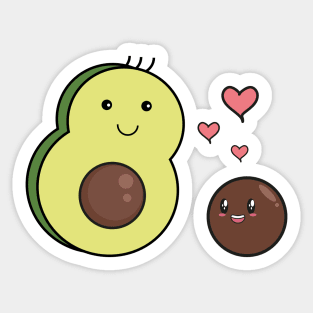 Mr Avocado Kawaii And Baby Avocado Kawaii Sticker